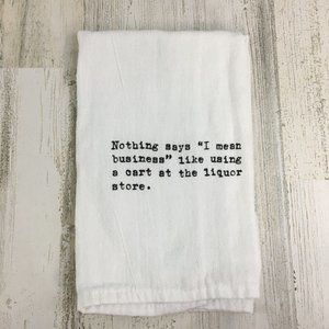 Novelty White Tea Towel Bar Booze Cart in a Liquor Store Second Nature by Hand